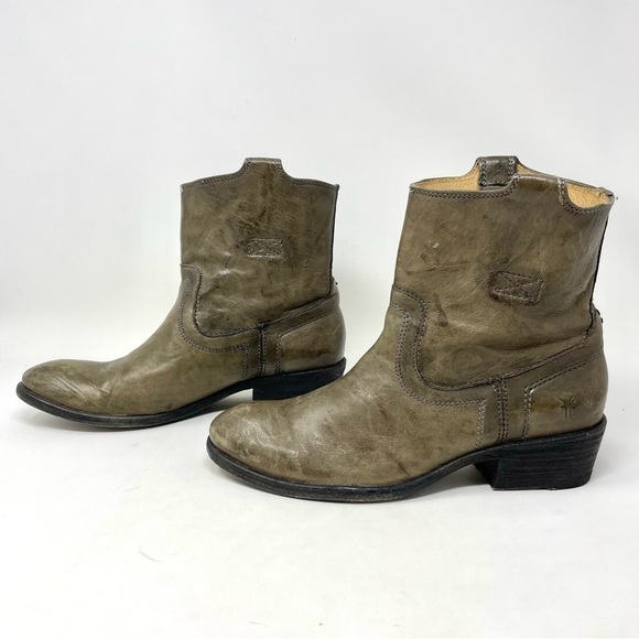 Frye Jaden Roper Western Leather Ankle Boots Size 7.5 - Picture 5 of 12